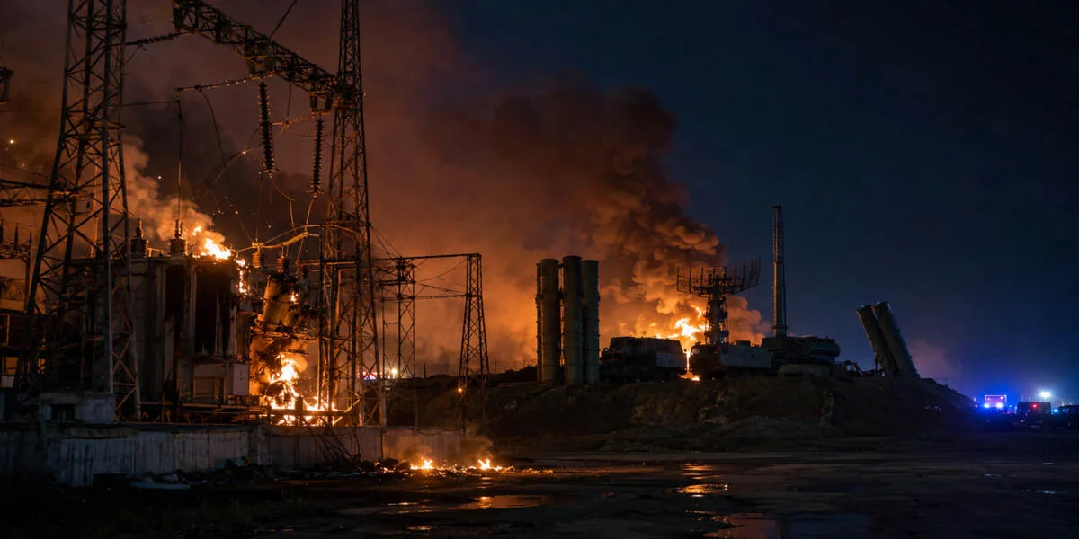 Пожежа на позиціях ППО РФ на горі Хроні в Криму вночі після вибухів