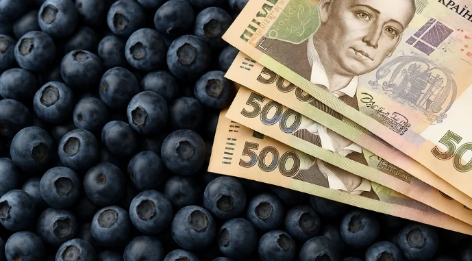 Лохина та пачка банкнот по 500 гривень на тлі цін до 450 грн за кг